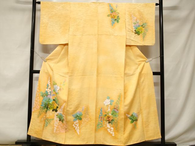 Full-Length Under-Kimono - 平和屋着物■訪問着　バラ　草花文　暈し染め　金彩　正絹　逸品　CABF3629ev