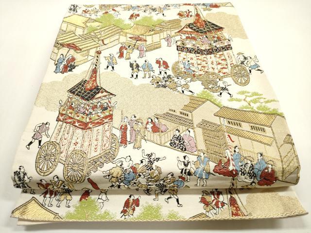 Other - 平和屋着物◎六通柄袋帯　人物風景文　金糸　正絹　逸品　DABF5180xg