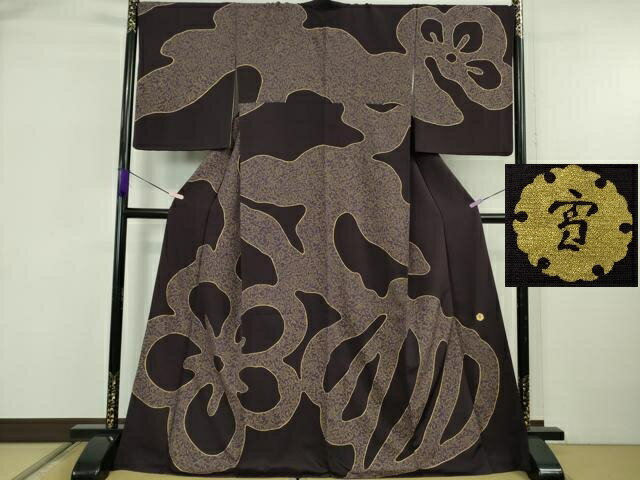 Rakuten - 平和屋本店●極上　ジャパンオートクチュール　渡辺雪三郎　訪問着　花唐草文　深紫色地　金彩　ロング丈　逸品　DZAB5909kh6