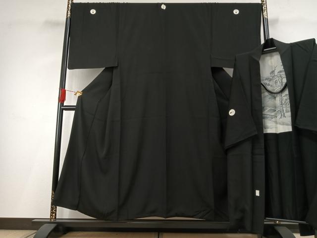 乐天商城 - 平和屋着物●男性　黒紋付・羽織セット　キングサイズ　正絹　逸品　AABH0761fy