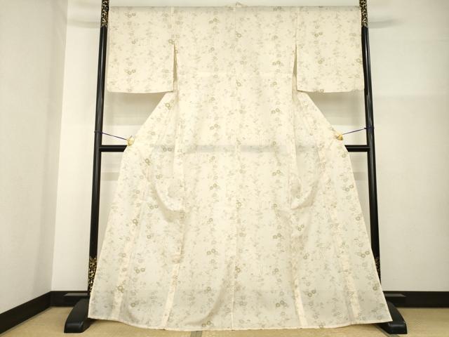 Kimono - 平和屋着物＊夏物　小紋　絽　花唐草文　洗える着物　AABH2579ck