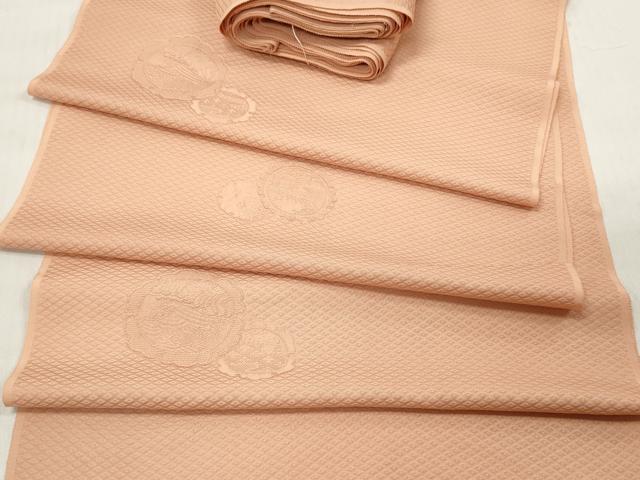 Bolt Of Cloth - 平和屋着物▼色無地　解き反物　着尺　花絵皿地紋　ときがら茶色　逸品　DABC7466we