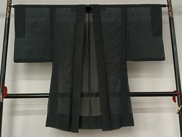 Other - 平和屋着物▽男性　羽織　スリーシーズン　春夏秋　塵除け　暗黒色　黒地　正絹　逸品　AABI2188jh