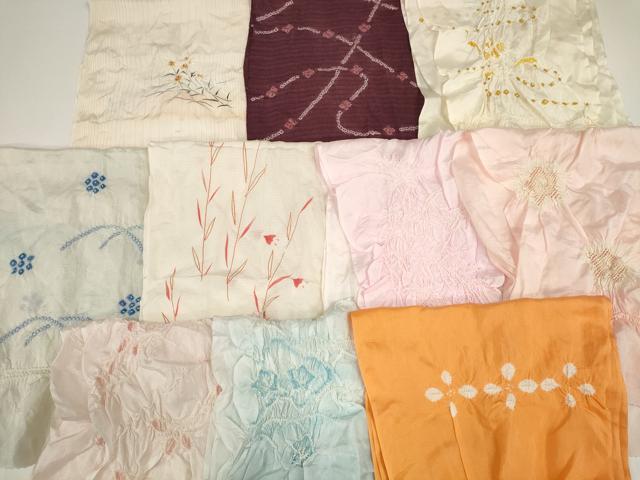 平和屋着物＊夏物　和装小物　帯揚げ10枚セット　絽　柄絞り　芝花 桔梗 芝　全て正絹　未使用品あり　逸品　DABD7285zzz