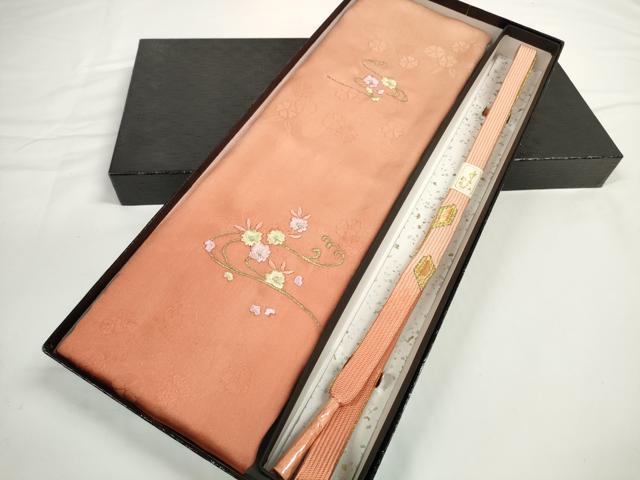 平和屋着物●和装小物　帯締め・帯揚げセット　刺繍　流水花文　高麗組　金糸　逸品　未使用　DABD7648zzz