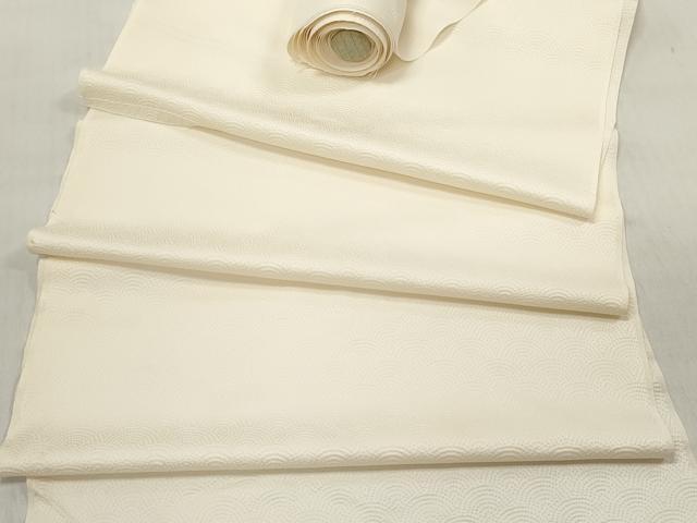 平和屋着物▼羽織・コート　白生地　解き反物　羽尺　青海波地紋　生成り色　逸品　DABC7457we