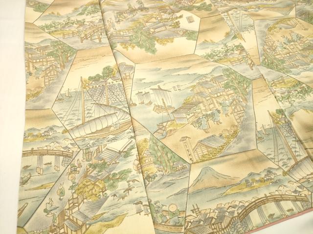 Rakuten - 平和屋着物■上質な小紋　人物風景文　暈し染め　正絹　逸品　DABC8504cm