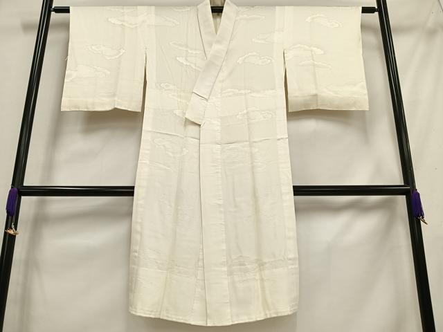 平和屋着物■長襦袢 無双仕立て 雲地紋 練色 正絹 逸品 AABH7546oa