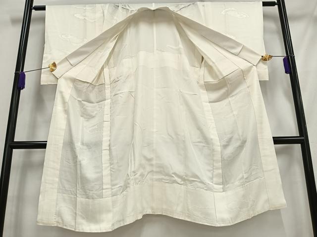 平和屋の平和屋着物■長襦袢 無双仕立て 雲地紋 練色 正絹 逸品 AABH7546oa｜アングル2