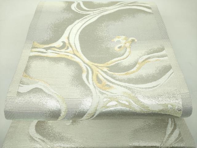 平和屋着物●六通柄袋帯　唐織　立波文　金銀糸　正絹　逸品　未使用　DABD1889ps