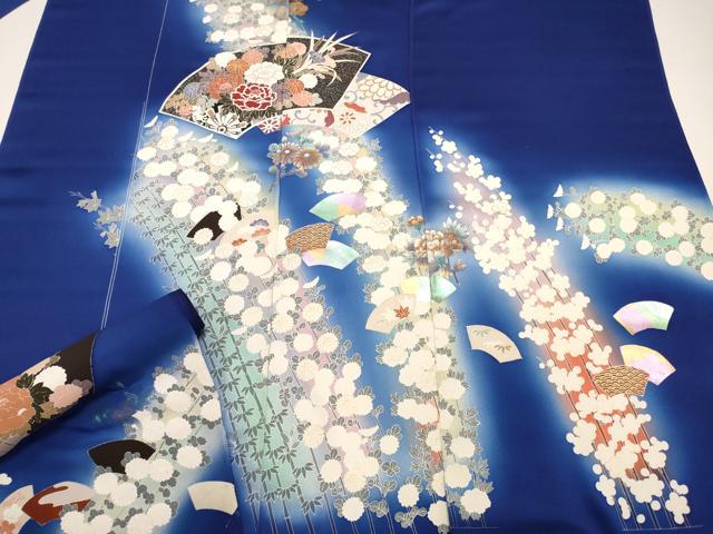 平和屋着物▼付下げ　反物　着尺　地紙草花文　暈し染め　金銀彩　逸品　未使用　DABD4926zy