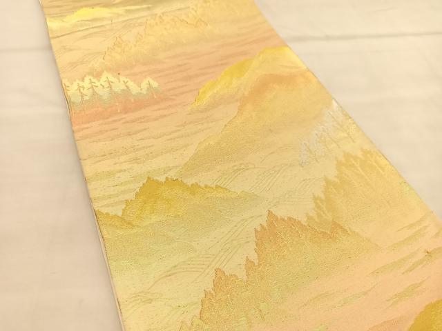 平和屋着物◎六通柄袋帯　立波風景文　金銀糸　正絹　逸品　BAAU4854hv