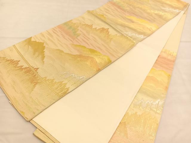 平和屋着物◎六通柄袋帯　立波風景文　金銀糸　正絹　逸品　BAAU4854hv