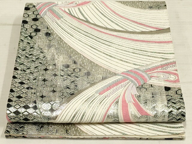 平和屋着物◎六通柄袋帯　唐織　束ね紐吉祥文　銀糸　正絹　逸品　AAAM0857Atn