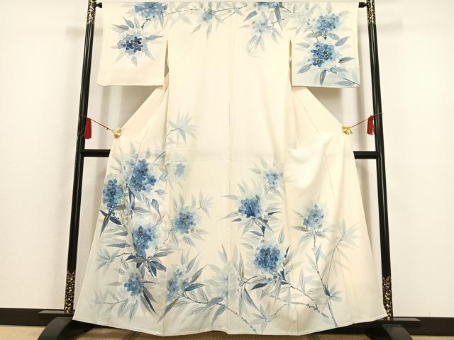 平和屋着物▽訪問着　単衣　草花文　暈し染め　金彩　正絹　逸品　AAAS1491oa