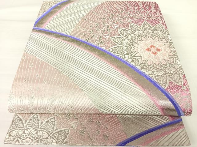 Kimono - 平和屋着物◎六通柄袋帯　唐織　正倉院花文　銀糸　正絹　逸品　AABA6364yx