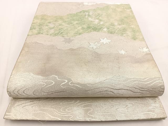平和屋着物◎六通柄袋帯　流水道長花文　金銀糸　引箔　正絹　逸品　BAAV7510yc