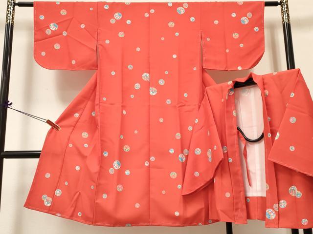 Kimono （For Girls） - 平和屋着物[]七五三　女の子　7歳　祝着　四つ身　羽織セット　鞠花文　洗える着物　未使用　DABC5266ma
