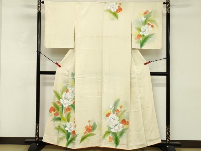 平和屋着物■訪問着 手描き 草花文 暈し染め 金彩 正絹 逸品 DABE2930cd