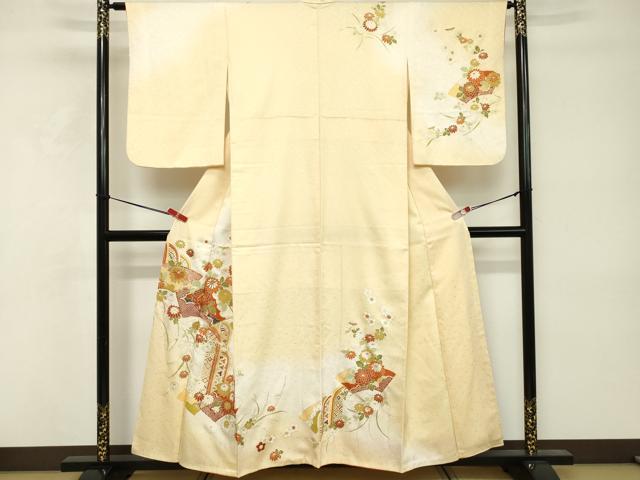 平和屋着物■訪問着 駒刺繍 地紙花文 暈し染め 金彩 正絹 逸品 DABE2943cd