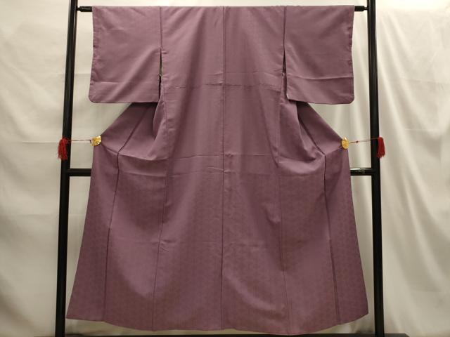 平和屋着物■色無地　花菱地紋　煤竹色　洗える着物　AABH6089sx