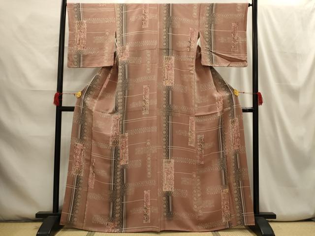 Rakuten - 平和屋着物■上質な小紋　花短冊文　鬼しぼ縮緬　正絹　逸品　AABH6091sx