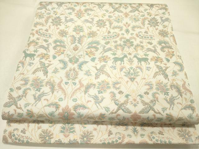 平和屋着物●織物一筋名門　織悦　全通柄　本袋帯　動物花文　金糸　正絹　逸品　DABE1014op