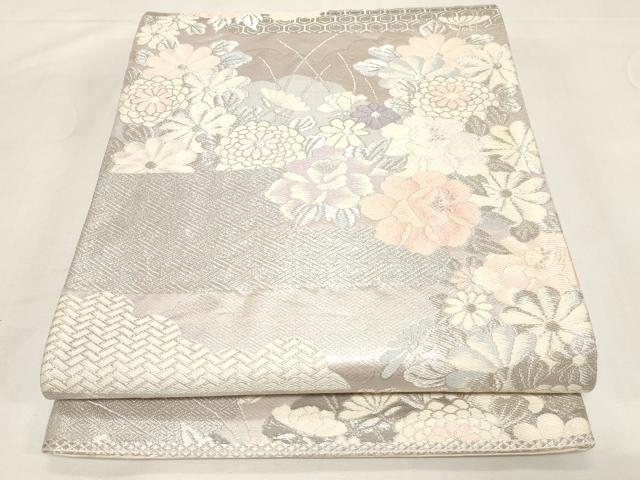 Rakuten - 平和屋着物◎六通柄袋帯　草花文　プラチナ箔二重織　正絹　逸品　CABE9599dy