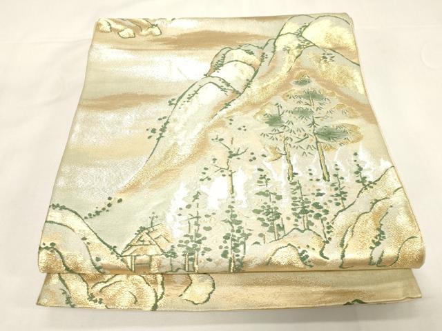Rakuten - 平和屋着物◎六通柄袋帯　風景文　金銀糸　三越扱い　正絹　逸品　CABF6002dy