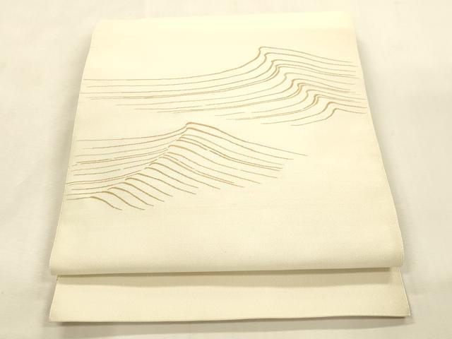 平和屋着物●爪掻き本綴れ　八寸名古屋帯　立波文　正絹　逸品　未使用　CABI7240dy
