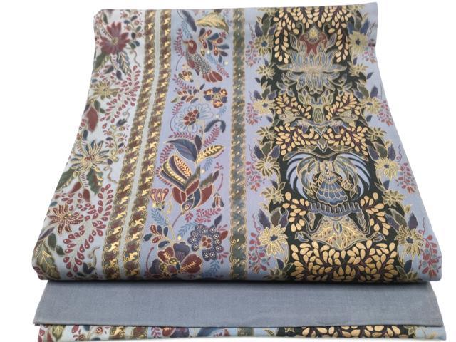 平和屋着物●塩瀬　九寸開き名古屋帯　更紗花鳥文　金彩　正絹　逸品　CABI8858hy