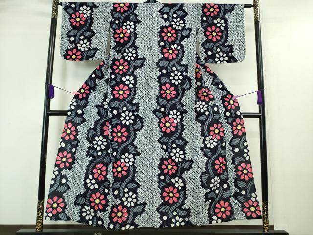 平和屋着物∴極上　夏物　浴衣　有松鳴海絞り　舞花文　綿　逸品　DZAA20171kh5