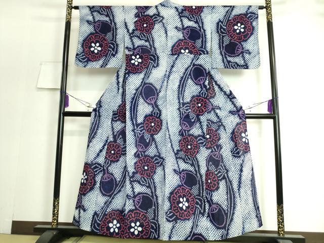 Female Yukatas - 平和屋着物∴極上　夏物　浴衣　有松鳴海絞り　団扇　うちわ　舞花　綿　逸品　未使用　DZAA20187kh5