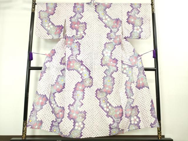 平和屋着物∴極上　夏物　浴衣　有松鳴海絞り　草花文　綿　逸品　DZAA20196kh5