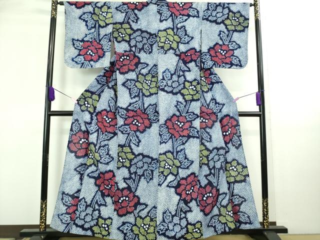 Female Yukatas - 平和屋着物∴極上　夏物　浴衣　有松鳴海絞り　草花文　綿　逸品　未使用　DZAA20235kh5