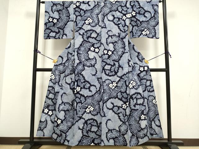Female Yukatas - 平和屋着物∴極上　夏物　浴衣　有松鳴海絞り　草花文　綿　逸品　DZAA20264kh5
