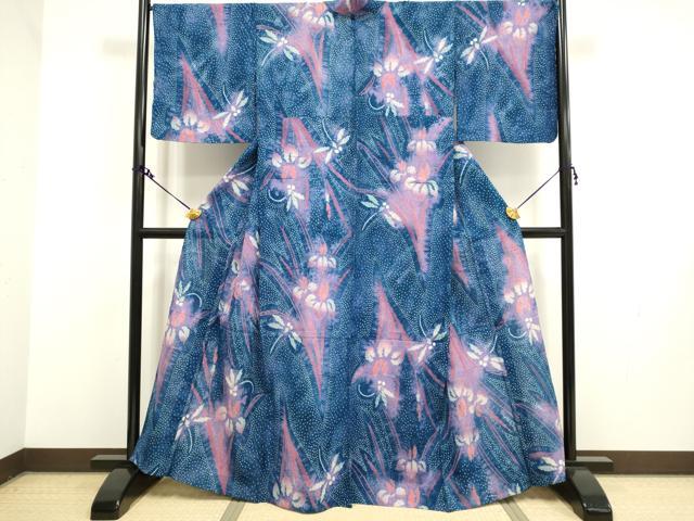Female Yukatas - 平和屋着物∴極上　夏物　浴衣　有松鳴海絞り　杜若　蜻蛉　綿　逸品　DZAA20289kh5