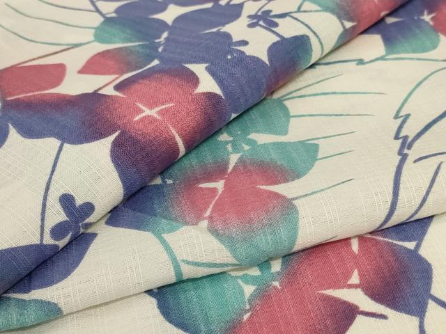 平和屋着物∴夏物　浴衣　草花文　洗える着物　逸品　AABH3229jd
