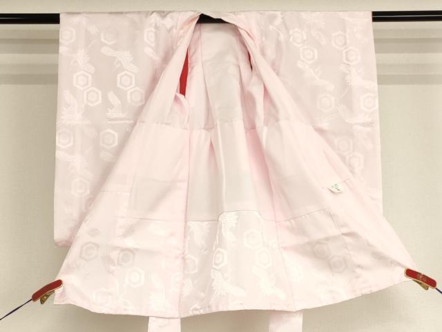 平和屋の平和屋着物[]子供　女の子　長襦袢　袷　飛鶴亀甲花地紋　薄桜色　洗える着物　AABH2803ja｜アングル2
