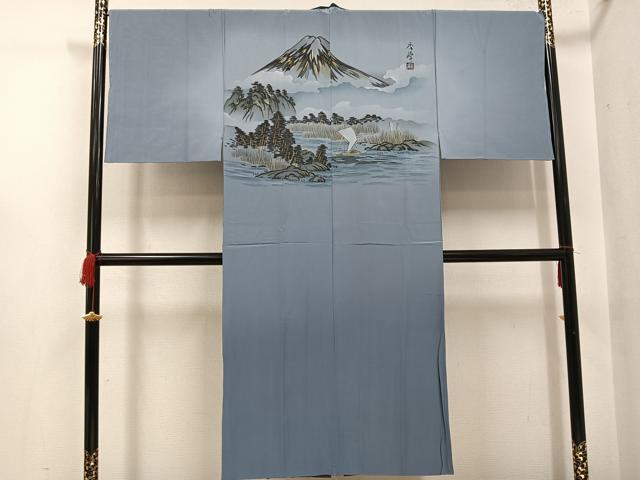 Other - 平和屋着物●男性　長襦袢　袷　作家物　手描き　富士山　樹林　暈し染め　金彩　正絹　逸品　未使用　AABH4116ph