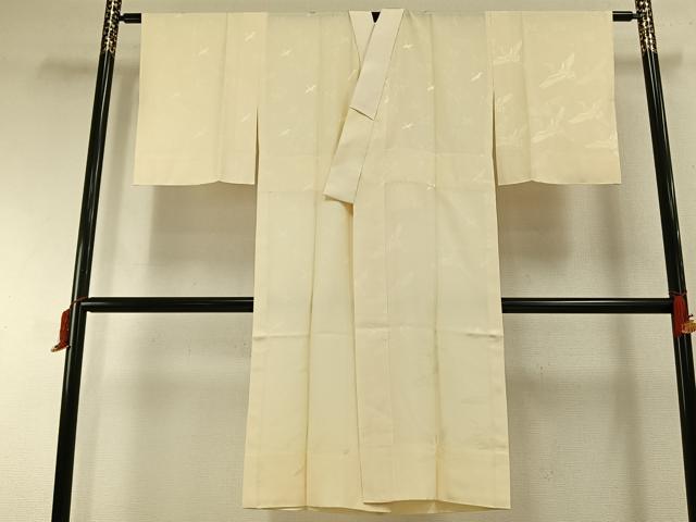 Full-Length Under-Kimono - 平和屋着物●長襦袢　無双仕立て　飛鳥地紋　鳥の子色　正絹　逸品　AABH4673fy