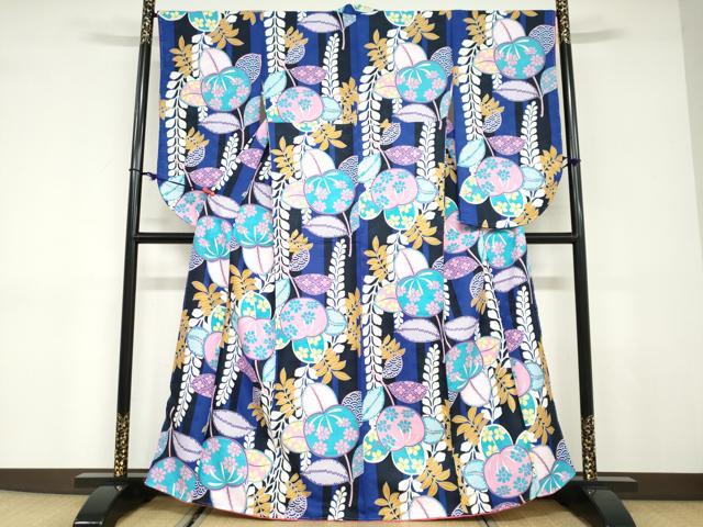 Full-Length Under-Kimono - 平和屋着物●小振袖　二尺袖　鹿の子草花文　洗える着物　未使用　DABD9017ud