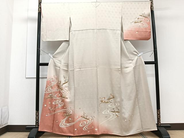 乐天商城 - 平和屋着物■訪問着　刺繍　流水花筏　金彩　正絹　逸品　CABE9891xi