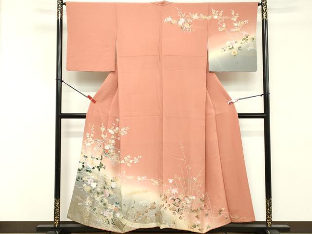 Rakuten - 平和屋着物■訪問着　雪輪花文　暈し染め　金彩　やまと誂製　正絹　逸品　DABE2836cd