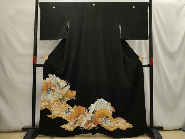 Rakuten - 平和屋着物■豪華黒留袖　刺繍　雲取り飛鶴浜松文　金銀糸　金彩　正絹　逸品　AABH5987sx