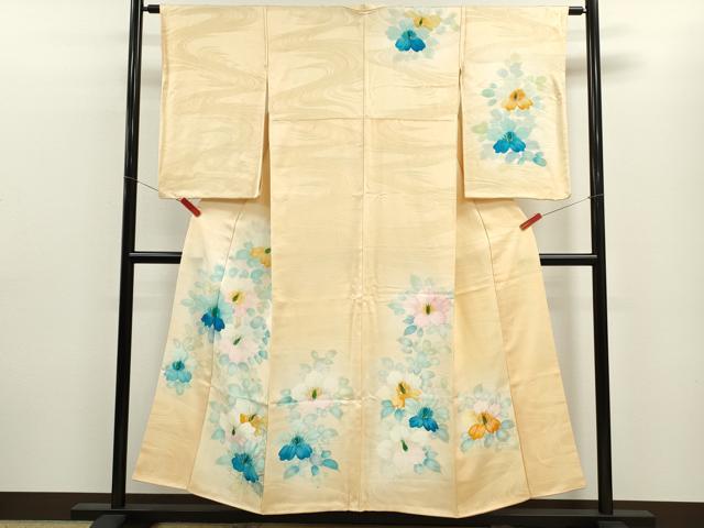 平和屋着物■訪問着 手描き 草花文 暈し染め 正絹 逸品 CABF2892ze