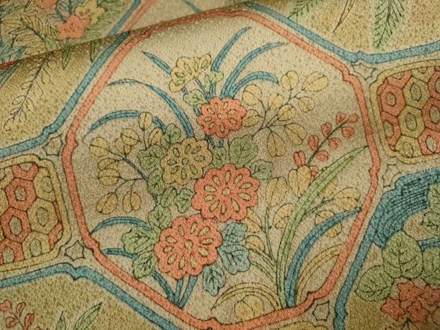 Uramono - 平和屋着物■上質な小紋　蜀江草花文　正絹　逸品　CABF2904ze