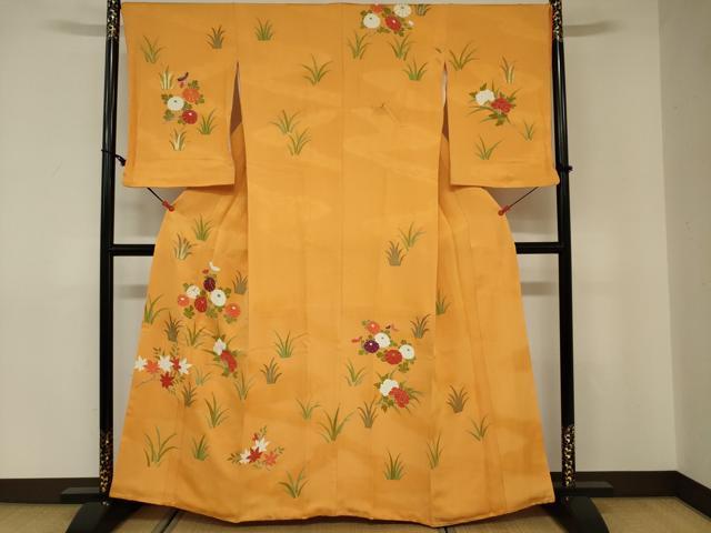 Kimono - 平和屋着物■訪問着　駒刺繍　草花文　金彩　三越扱い　正絹　逸品　DABE0178ya