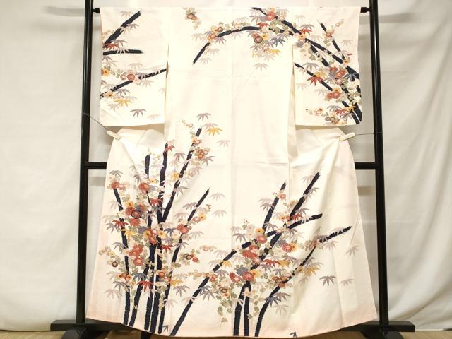 平和屋着物■訪問着 笹竹花文 暈し染め 金彩 正絹 逸品 CABF3806ev