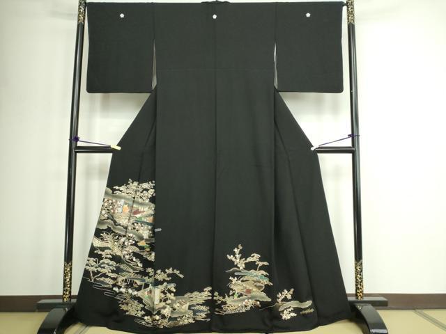 Uramono - 平和屋着物■豪華黒留袖　人物風景文　金彩　正絹　逸品　DABD3355sf